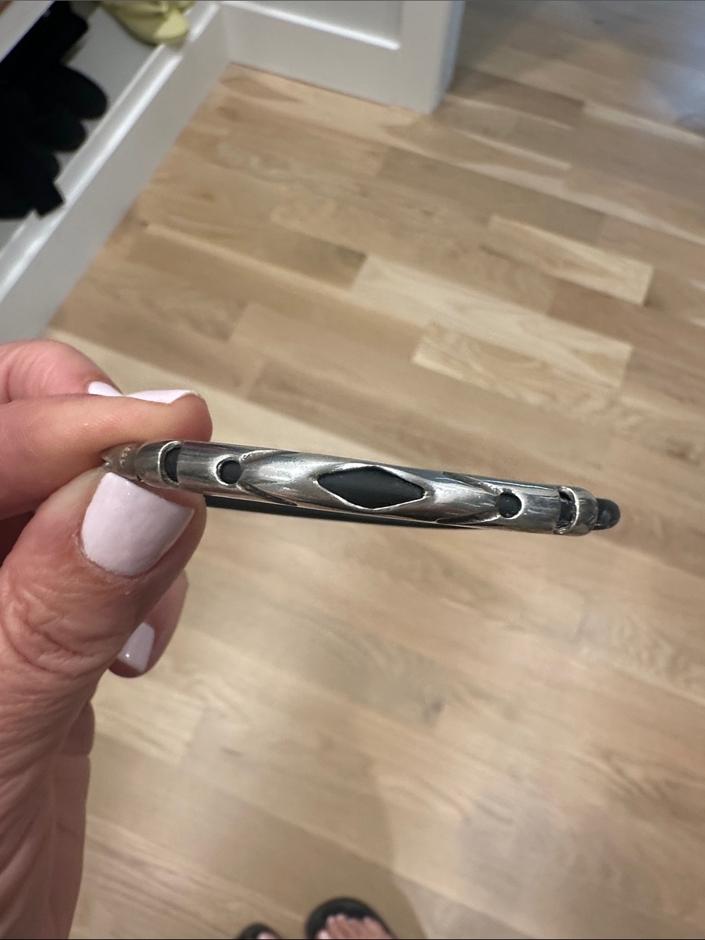 Silver Metal Men's Bangle Bracelet